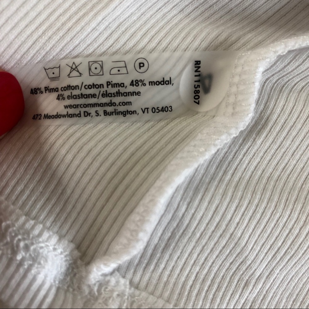 Commando Luxury Rib Tank White - Picture 8 of 9